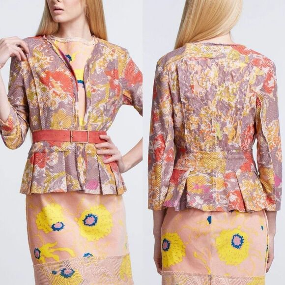 Gregory Parkinson Anthropologie Textured Floral Cardigan Size‎ 8